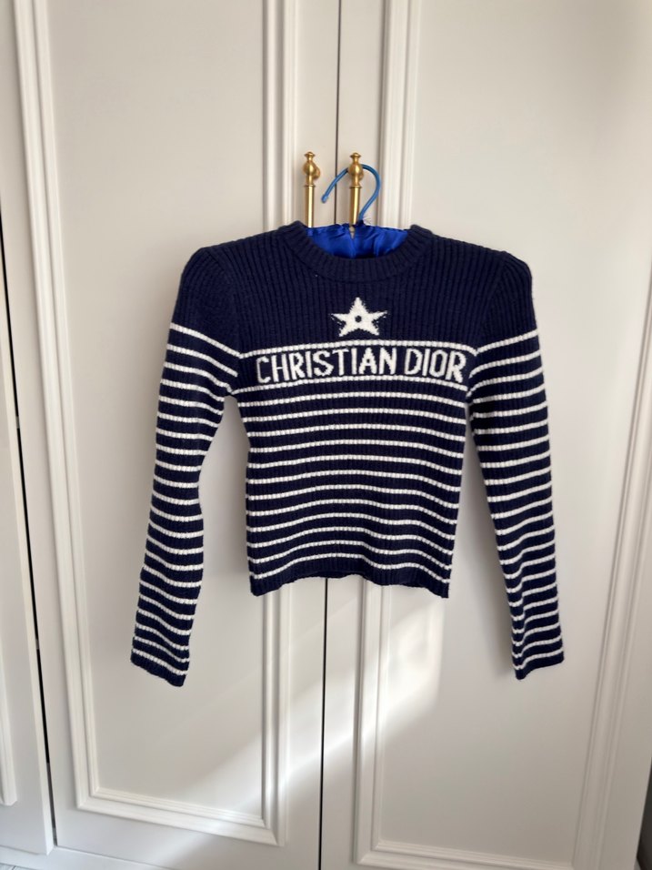 Navy Çizgili Nakışlı Kadın Kazak - Görsel 2