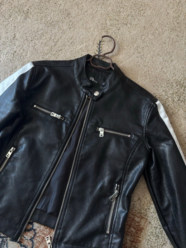 Kadın Siyah Deri Ceket - Görsel 4