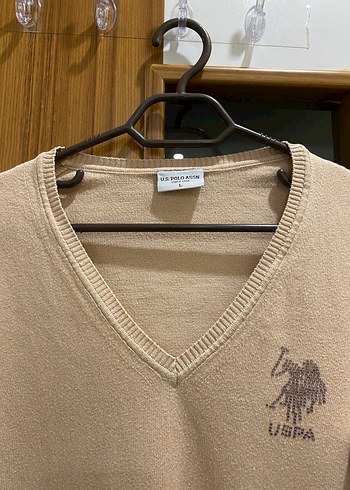 Polo Marka Pudra Yaka Pamuklu Kadın Kazak - Görsel 5