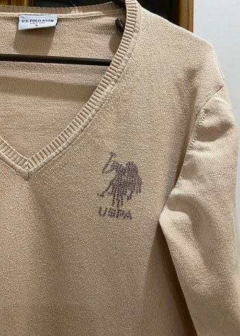 Polo Marka Pudra Yaka Pamuklu Kadın Kazak - Görsel 2