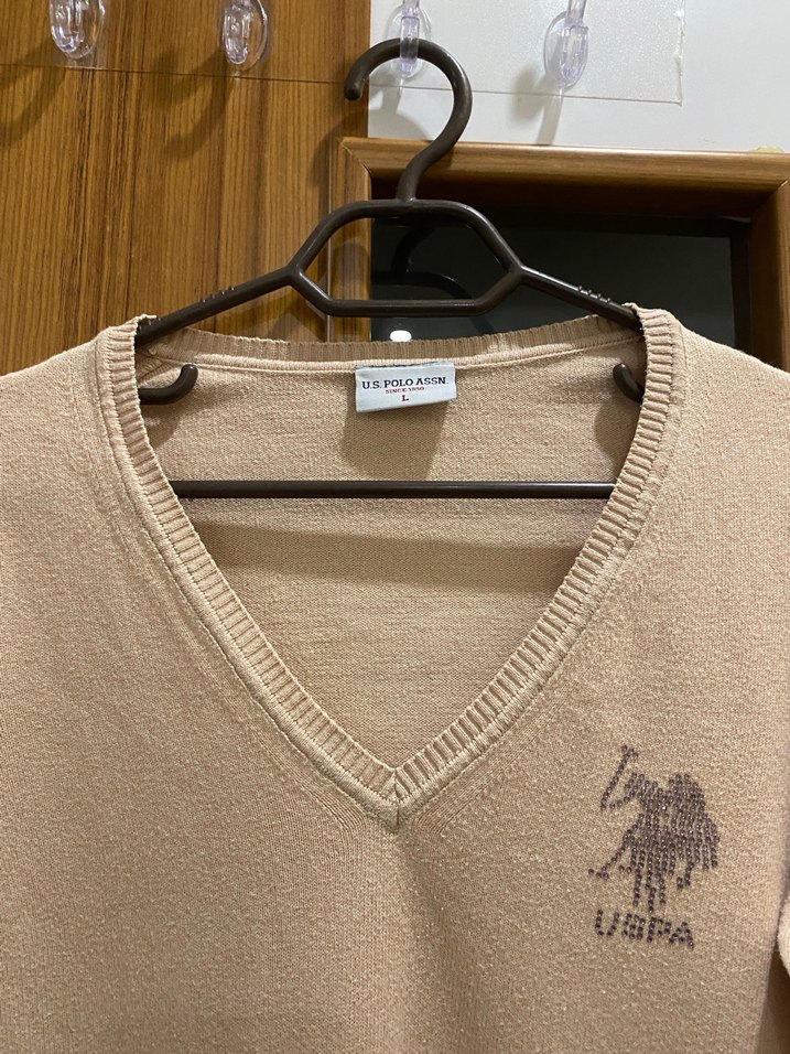 Polo Marka Pudra Yaka Pamuklu Kadın Kazak - Görsel 5