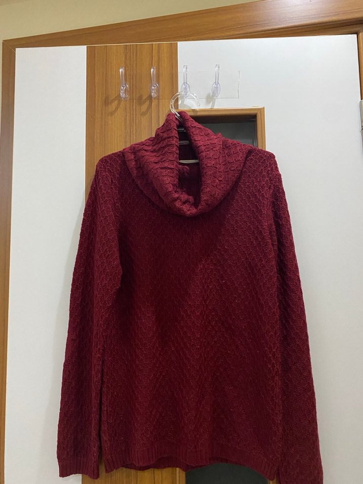 LCW Bordo Yüksek Yakalı Örgü Kadın Kazak - Görsel 2