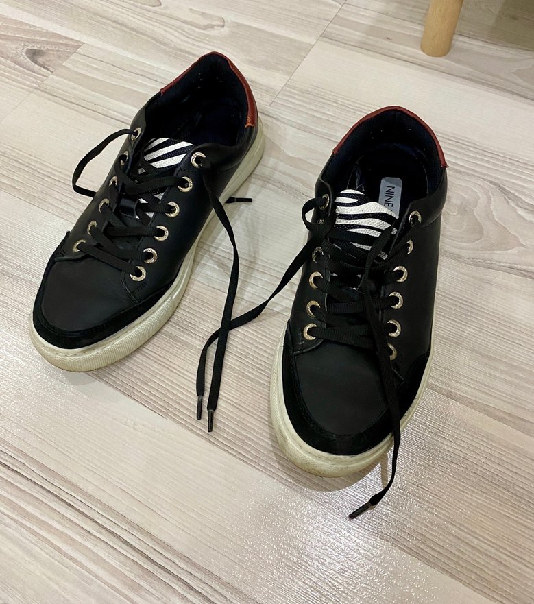 NINE WEST Siyah Zebra Desenli Hakiki Deri Spor Ayakkabı - Görsel 3