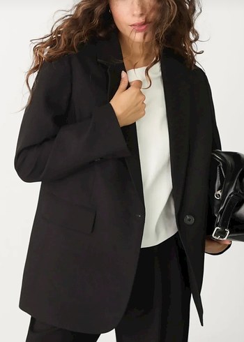 Stradivarius Bej Kadın Midi Blazer, Normal Kesim, Uzun Kollu