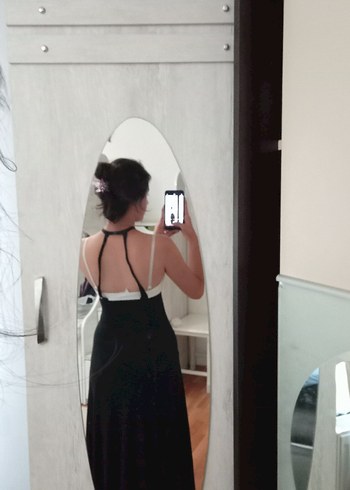 Siyah Transparan Askılı Midi Straplez Elbise