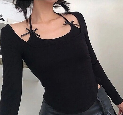y2k uzun kollu crop