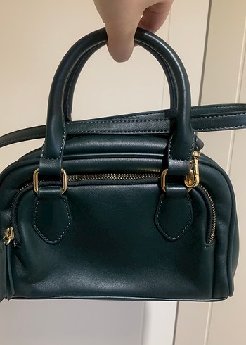 Stradivarius Koyu Yesil Mini Deri El Cantasi