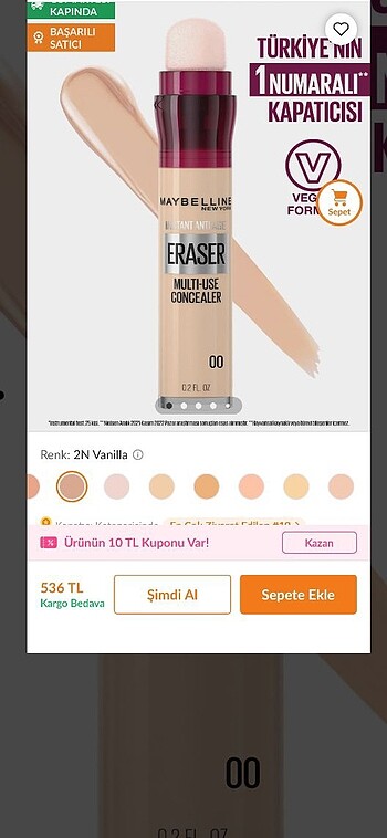 Beden Maybelline Eraser kapatıcı