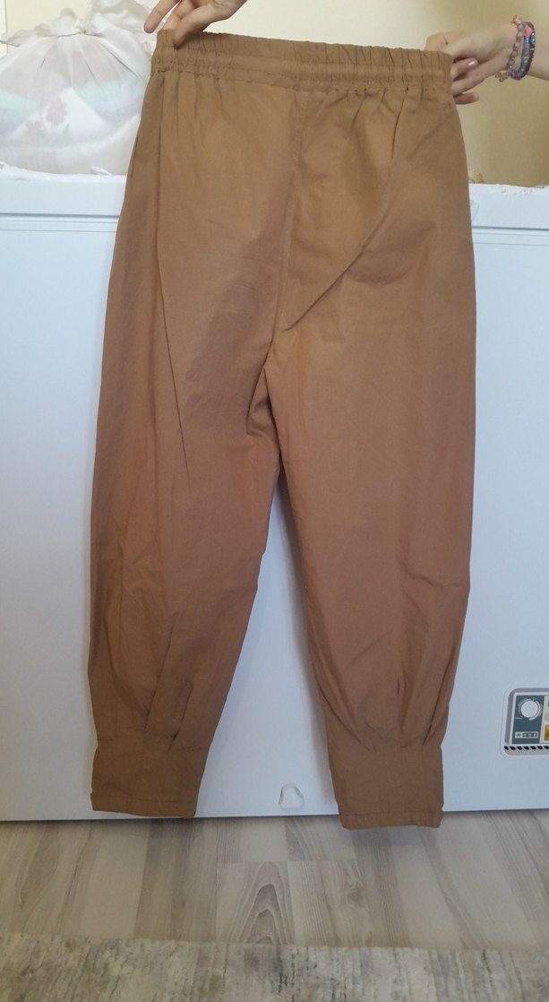 Bej Rahat Kesim Kadın Keten Pantolon - Görsel 3