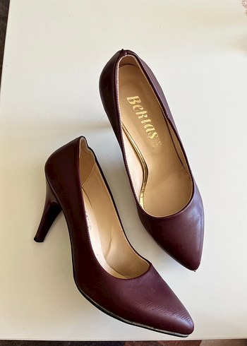 Bordo Deri Stiletto Topuklu Kadın Ayakkabı