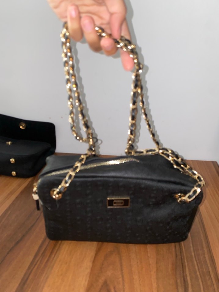 Vakko Zincir Detaylı Siyah Deri Kadın Çanta - Görsel 2