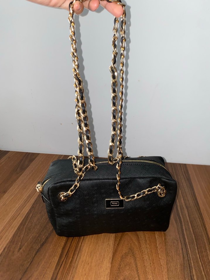 vakko zincir Detaylı Siyah Deri Kadın Çanta - Görsel 3