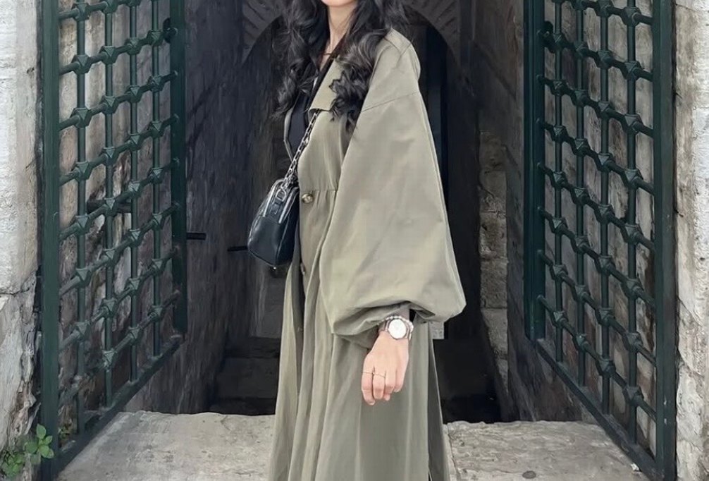 Kadın Kemerli Uzun Keten Trençkot - Görsel 4