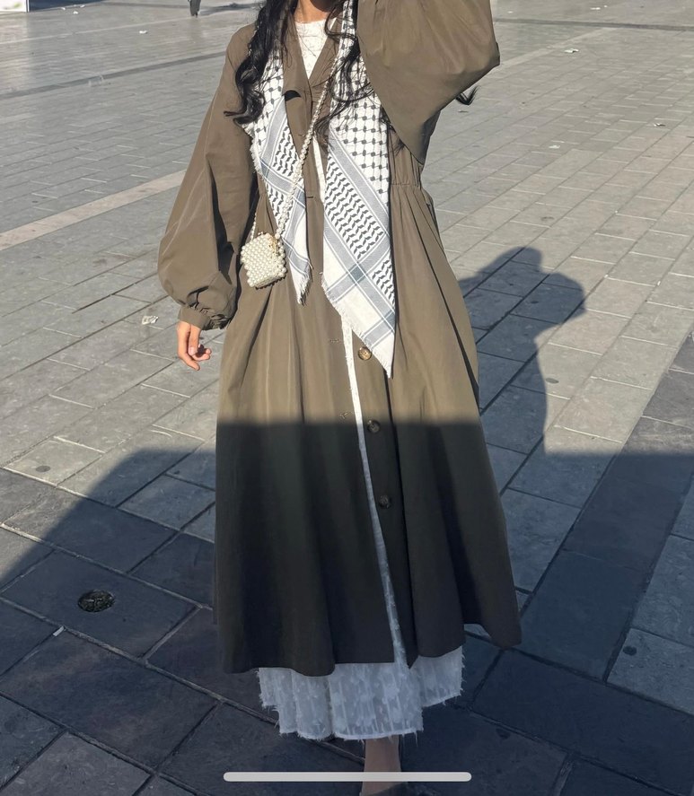 Kadın Kemerli Uzun Keten Trençkot - Görsel 2