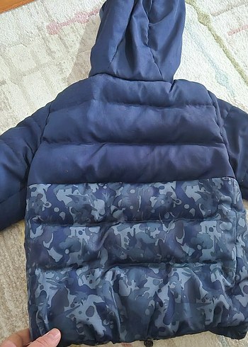24-36 Ay Beden mavi Renk Kapüşonlu Kamuflaj Desenli Erkek Çocuk Mont