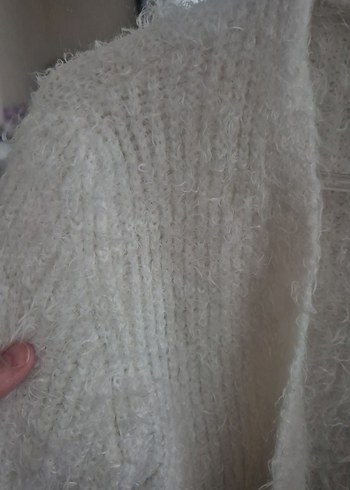 Kadın Beyaz Örgü Midi Hırka - Görsel 2