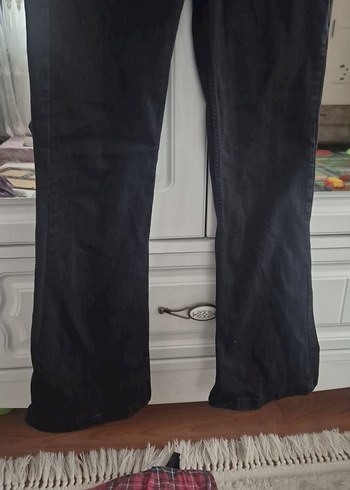 Kadın Siyah Midi Denim Pantolon - Görsel 2