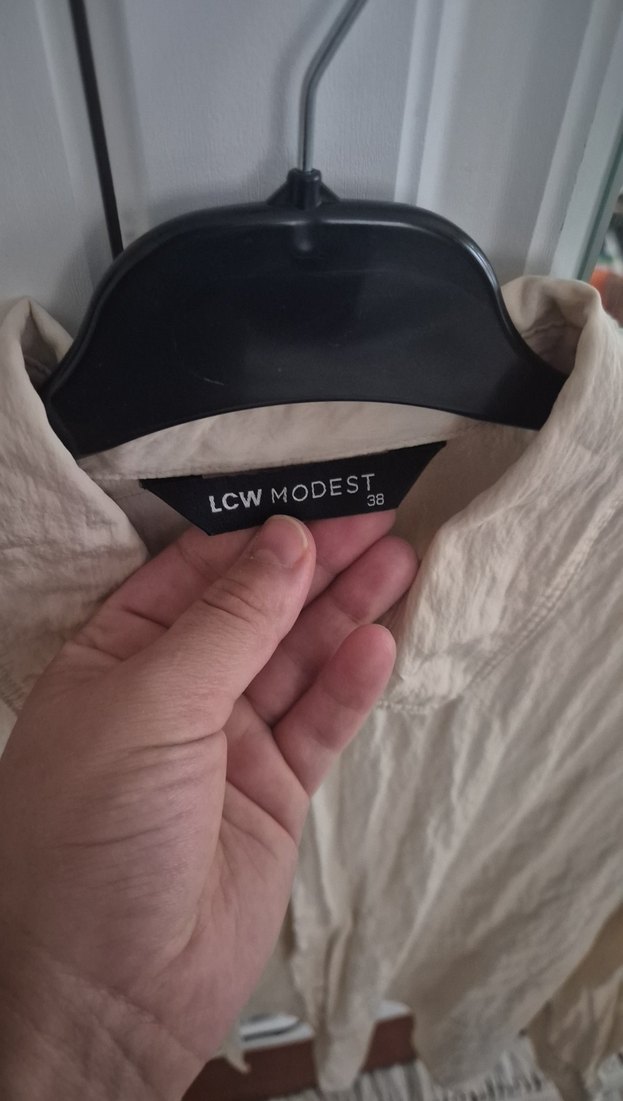 Bej Keten Düğmeli Kadın Gömlek - Görsel 2