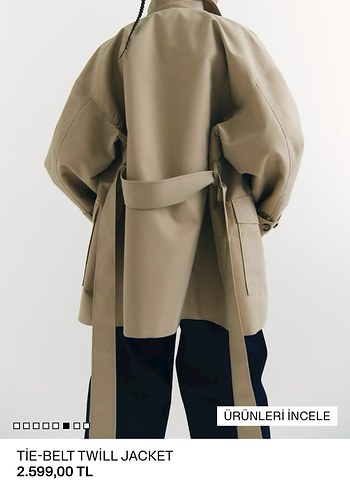 Bej Kadın Kemerli Midi Trençkot - Görsel 2