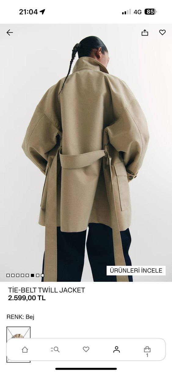 Bej Kadın Kemerli Midi Trençkot - Görsel 2