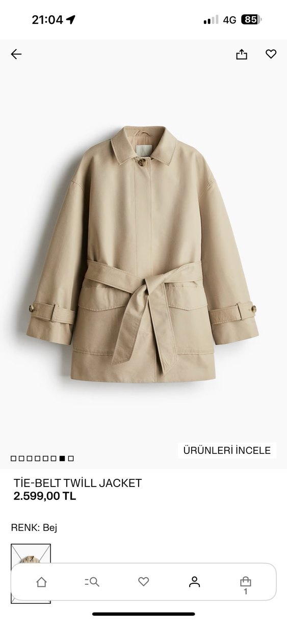 Bej Kadın Kemerli Midi Trençkot - Görsel 3