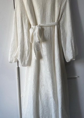 Beyaz Keten Salaş Uzun Elbise - Görsel 5