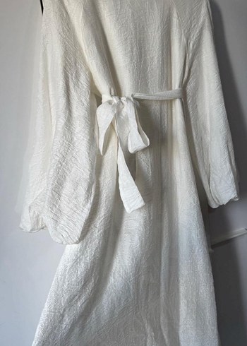 Beyaz Keten Salaş Uzun Elbise - Görsel 3