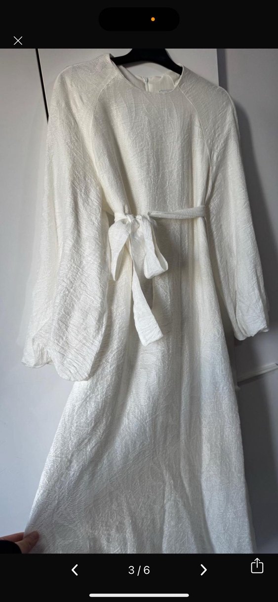 Beyaz Keten Salaş Uzun Elbise - Görsel 3