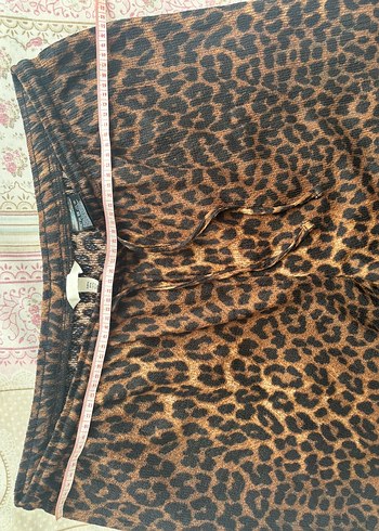 Kahverengi Leopar Desenli Midi Pantolon - Görsel 7