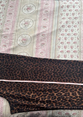 Kahverengi Leopar Desenli Midi Pantolon - Görsel 5
