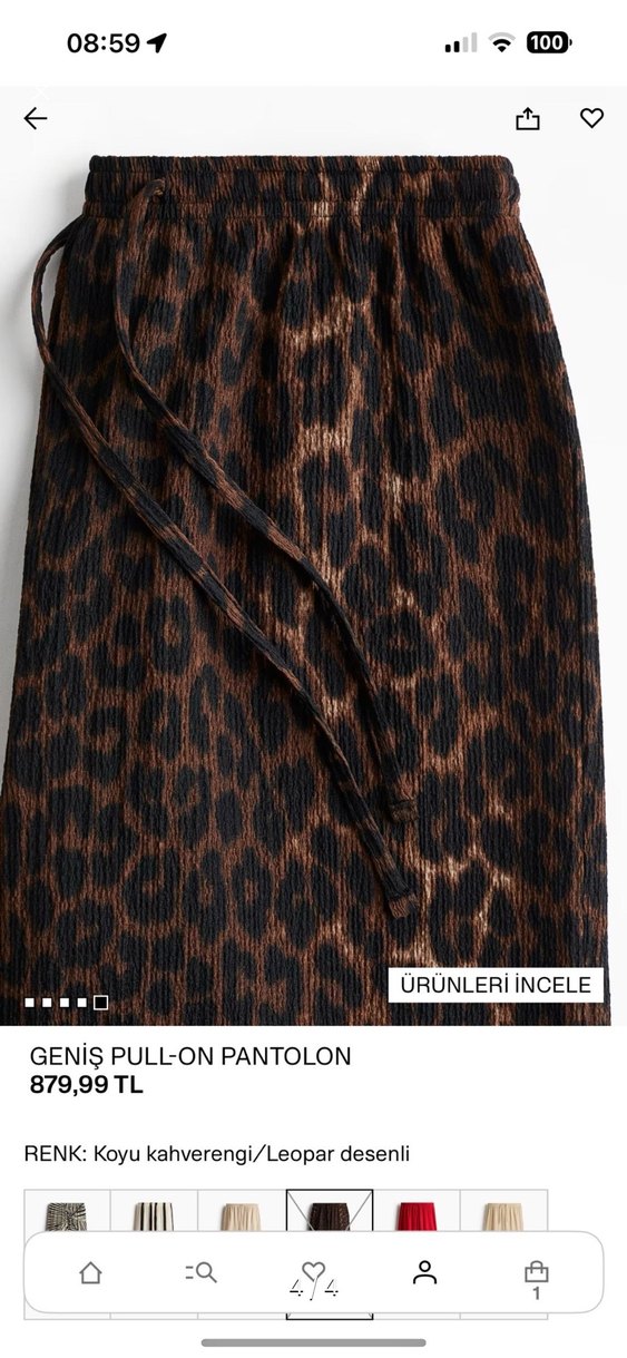 Kahverengi Leopar Desenli Midi Pantolon - Görsel 4