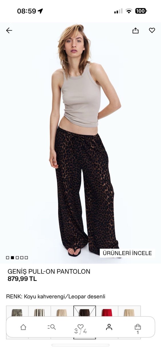 Kahverengi Leopar Desenli Midi Pantolon - Görsel 3