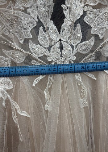 Bej Bohem V Yakalı Uzun Gelinlik - Görsel 15