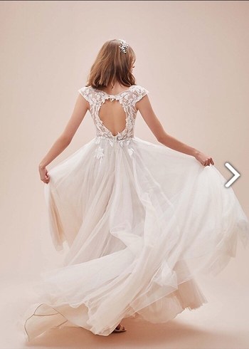 Bej Bohem V Yakalı Uzun Gelinlik - Görsel 2