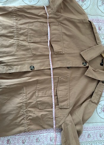 Defacto Bej Düğmeli Uzun Kollu Gömlek ceket - Görsel 3