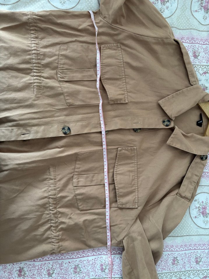 Defacto Bej Düğmeli Uzun Kollu Gömlek ceket - Görsel 3