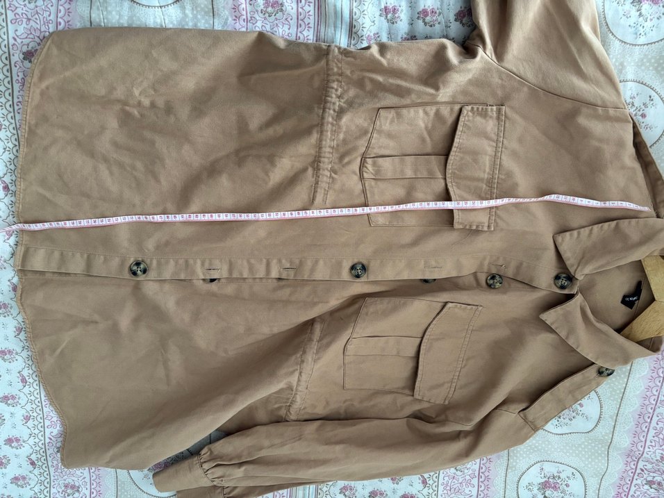 Defacto Bej Düğmeli Uzun Kollu Gömlek ceket - Görsel 4