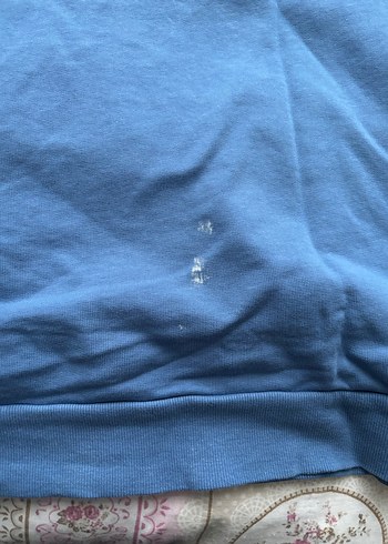 Kadın Mavi Kapüşonlu Rahat Sweatshirt - Görsel 5