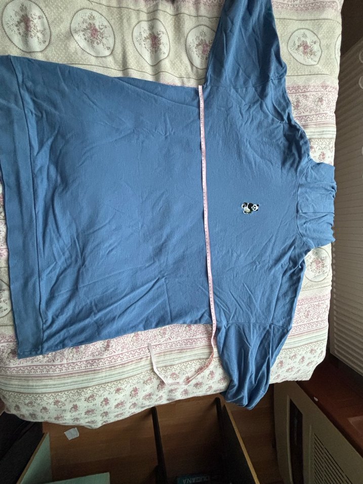 Kadın Mavi Kapüşonlu Rahat Sweatshirt - Görsel 4