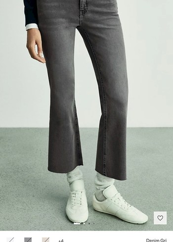 Gri Çizgili Kadın Denim Pantolon - Görsel 2