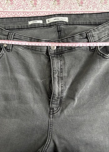 Gri Çizgili Kadın Denim Pantolon - Görsel 5