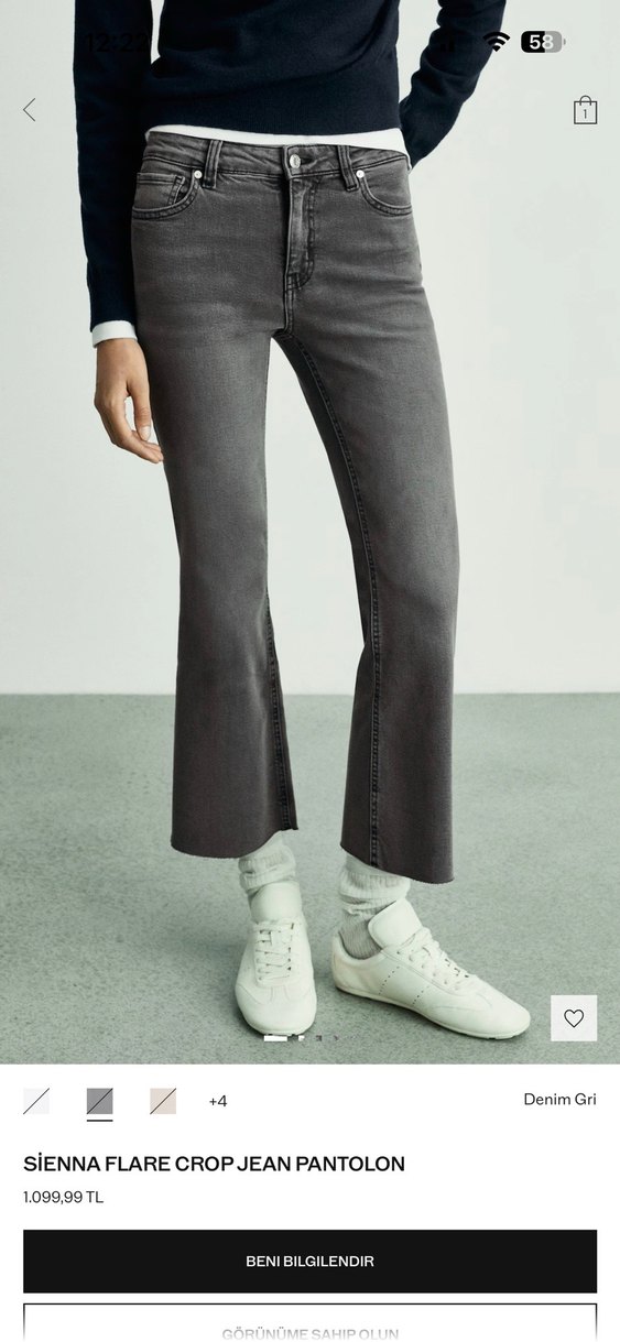 Gri Çizgili Kadın Denim Pantolon - Görsel 2