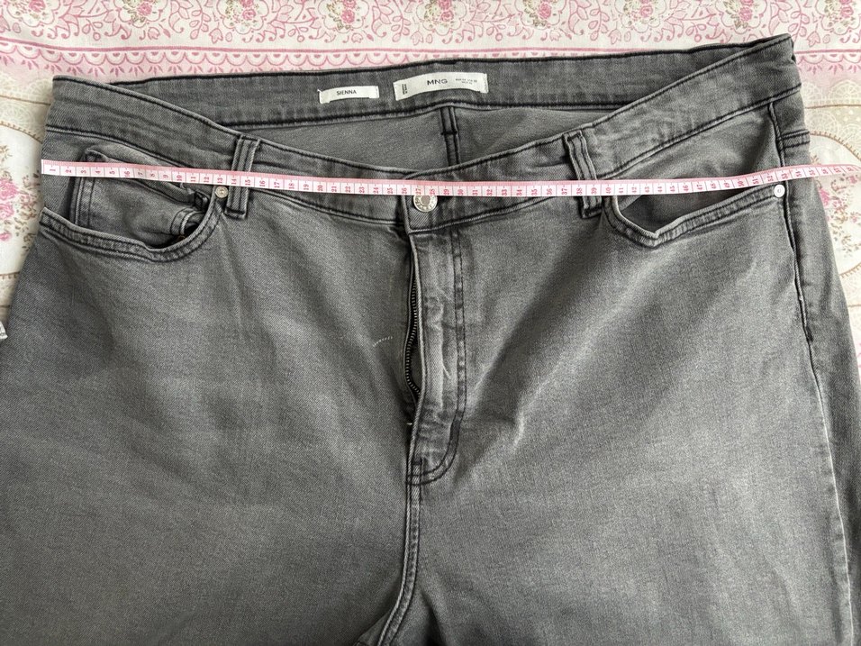 Gri Çizgili Kadın Denim Pantolon - Görsel 5