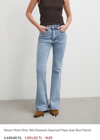 Kadın Gri Normal Paça Denim Pantolon - Görsel 2