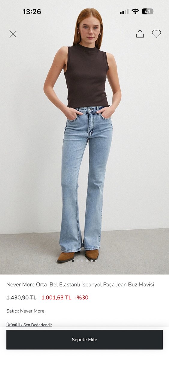 Kadın Gri Normal Paça Denim Pantolon - Görsel 2