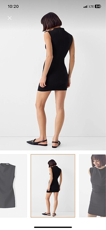 Bershka siyah yanları büzgülü elbise