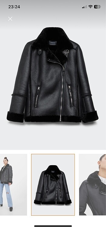 Stradivarius STRADİVARİUS Suni Kürklü Biker Ceket