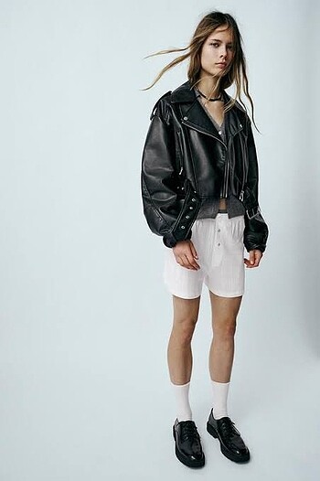 Zara ZARA VİRAL CROP DERİ CEKET