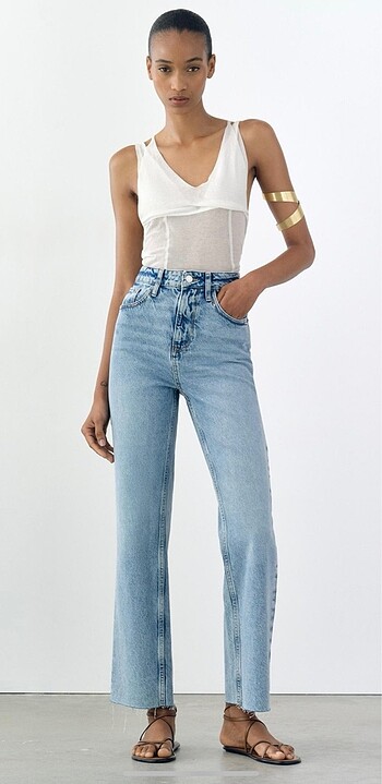 Zara ZARA Yüksek Bel Straight Fit Jean