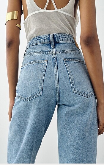 xxl Beden mavi Renk ZARA Yüksek Bel Straight Fit Jean